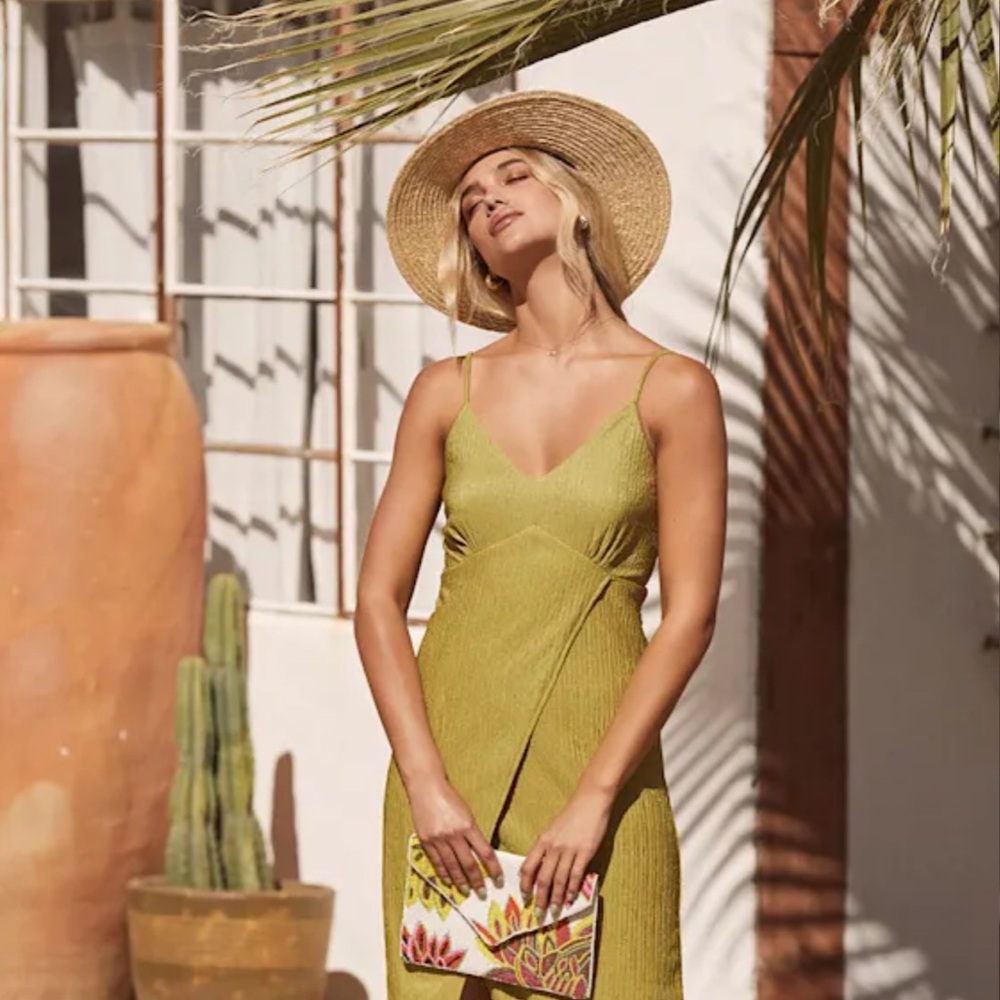 Lulu's Chartreuse Midi Dress